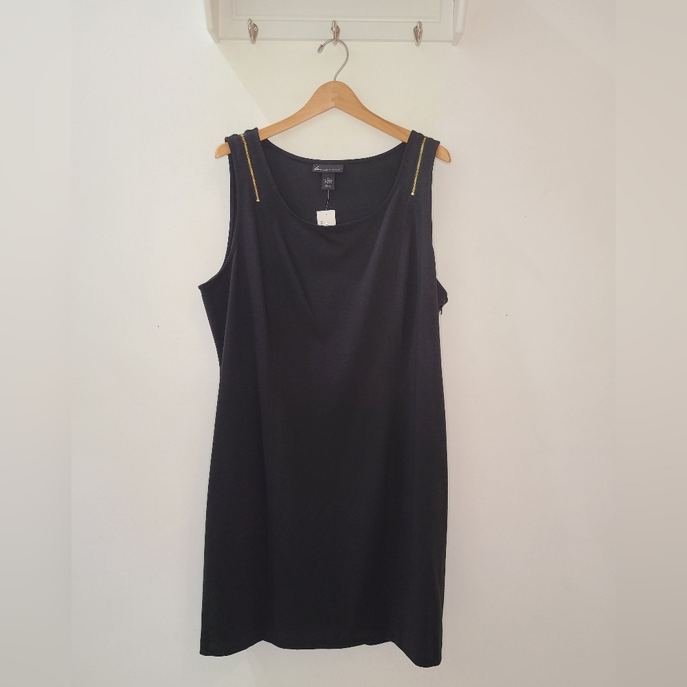 Lane Bryant Sleeveless Midi Dress Zipper Detail Black Sz 22 NWT - Picture 4 of 13